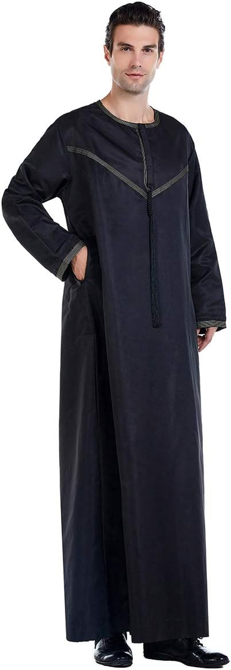 Men'S Muslim Clothes Durable Kaftan Robe Dubai Long Gown Ethnic Clothes,1Pc Soft Robe