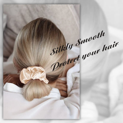 100% Mulberry Silk-Scrunchies for Hair Sleep, Women Grils Silk Hair Ties for Frizz & Breakage Curly Hair, No Damage, Elastics Ponytail Holder, 3 Pack