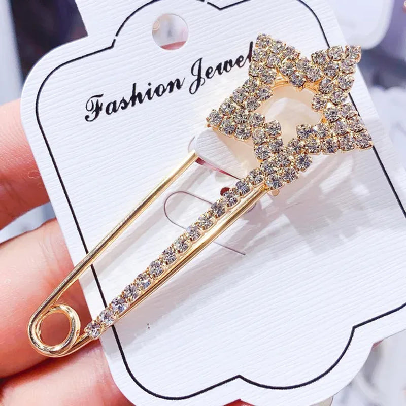 Women Brooch Pins Sweater Shawl Clips Crystal Brooches, Safety Pins Dress Shirt Clips for Women Rhinestone Brooch Women'S anti Slip Button Clothing Accessories