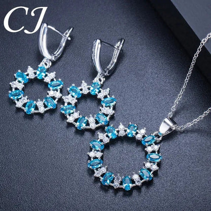 CANDICE Oval Yellow Platinum Plated Costume Party Jewelry Set Fashion Hollow Out Round Dangle Necklace Hoop Earrings with Silver Plated for Women Accessories