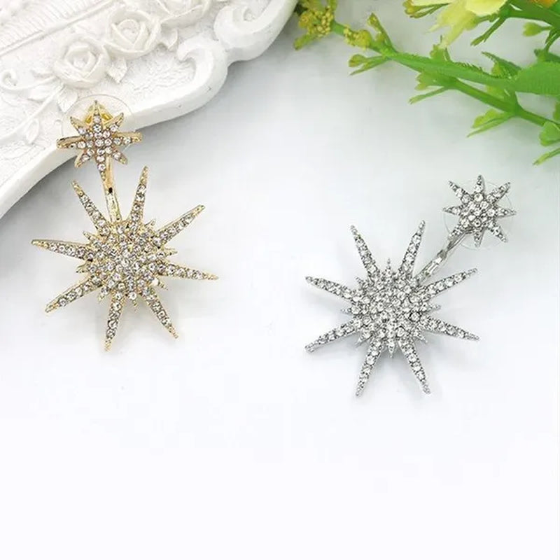 Sparkling Hexagram Snowflake White Sapphire Fission Stud Earrings Charms Bride Jewelry Christmas Gifts