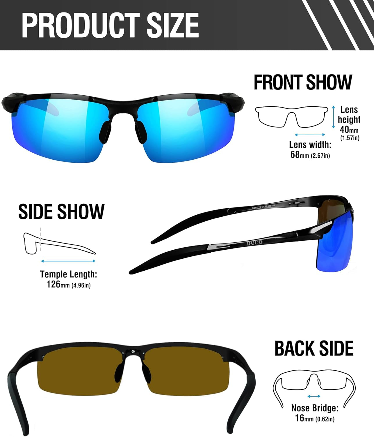 Mens Sports Polarized Sunglasses UV Protection Sunglasses for Men 8177S