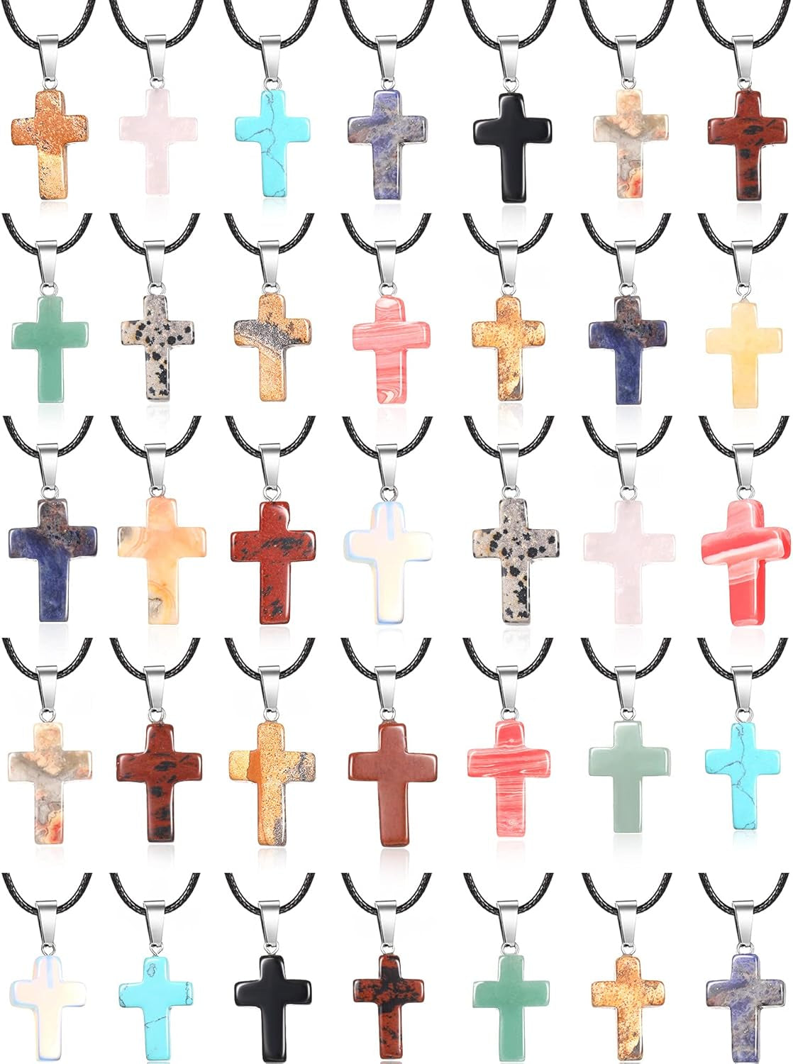 Stone Cross Gemstone Pendant Charms Cross Quartz Crystal Charms for Necklace Earring Bracelet Jewelry Making