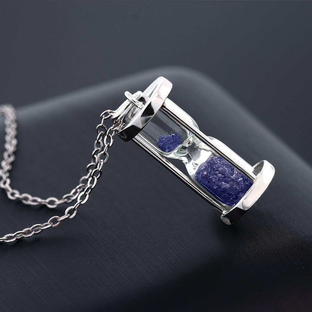 3/4 Cttw Diamond and Gemstone Birthstone Dust Hourglass Pendant Necklace for Women in 925 Sterling Silver | with 18 Inch Silver Chain
