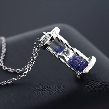 3/4 Cttw Diamond and Gemstone Birthstone Dust Hourglass Pendant Necklace for Women in 925 Sterling Silver | with 18 Inch Silver Chain