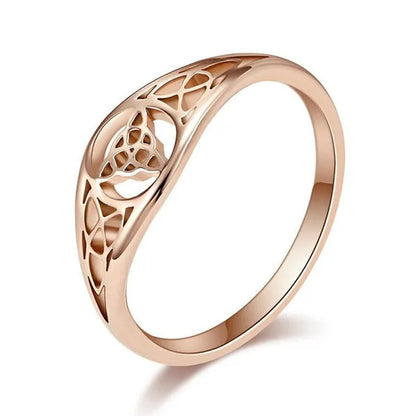 Women Men Viking Celtic Triquetera Knot Ring Titanium Stainless Steel Hollow Out Eternity Eternal Irish Celtic Knot Rings Engagement & Wedding Band US Size 6-11 Silver / Black / Rose Gold - WORLD TIME VISITS
