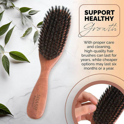 Classic German First Cut 100% Boar Bristle Hair Brush since 1869 - Conditions Hair, Improves Texture, Exfoliates Scalp