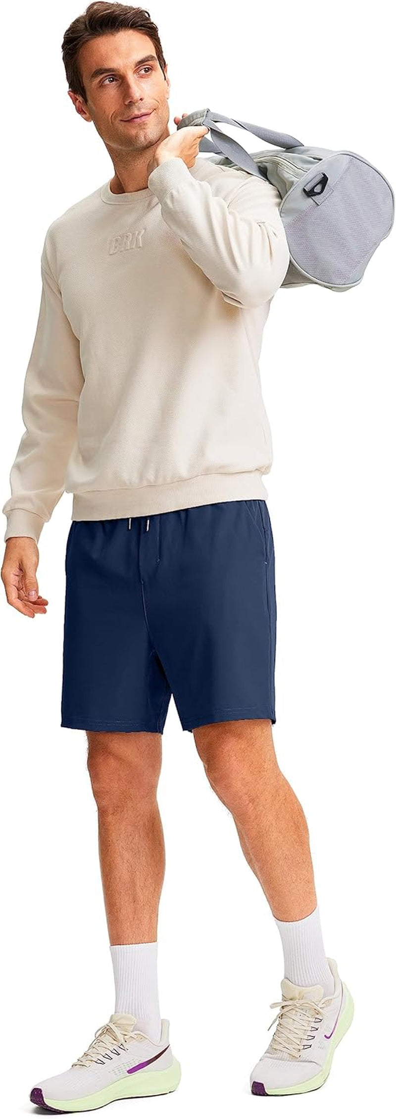 Men'S 2 in 1 Running Shorts with Liner 7 Inch Training Gym Athletic Workout Shorts for Men with Zipper Pockets
