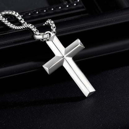 Cross Pendant for Men -18K Gold-Plated/Silver/Black Cross Necklace, Suitable for Men - Non Fading and 100% Waterproof Men'S Necklace, 24-26 Inch Box Adjustable Chain