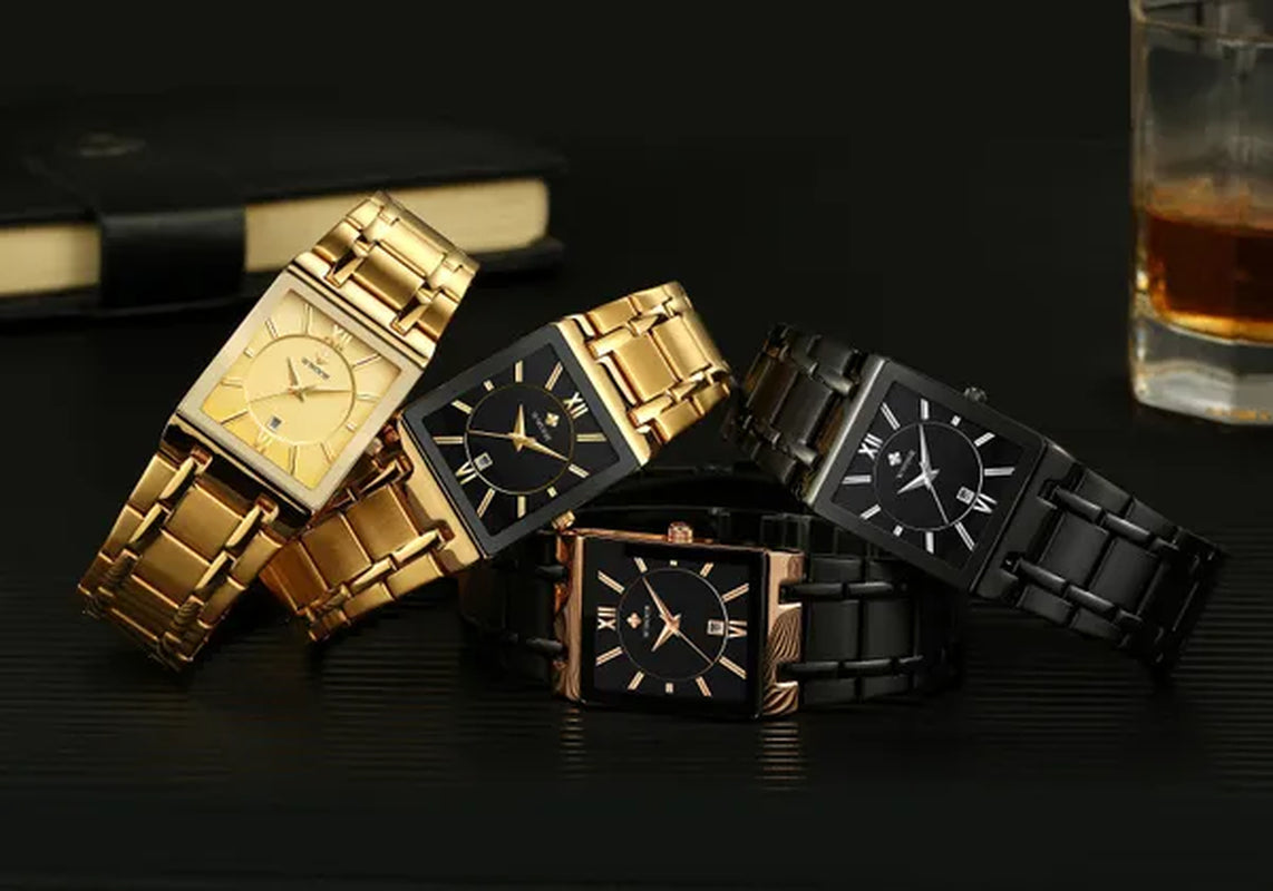 Relogio Masculino WWOOR top brand luxury stainless steel black gold men's square watch men's waterproof quartz wrist watch men