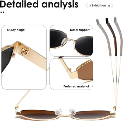 Oval Sunglasses Womens Men Retro Trendy Sun Glasses Classic Metal Shades K1653