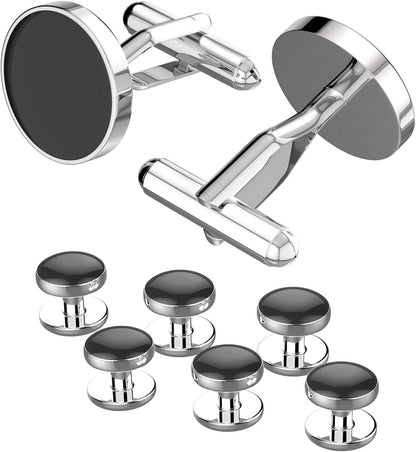 Cufflinks for Men, 316L Stainless Steel Tuxedo Shirt Cuff Links Shirt Accessories Unique Business Groom Wedding Black Silver Gold Jewelry Gift for Son, Father, Husband, Boyfriend