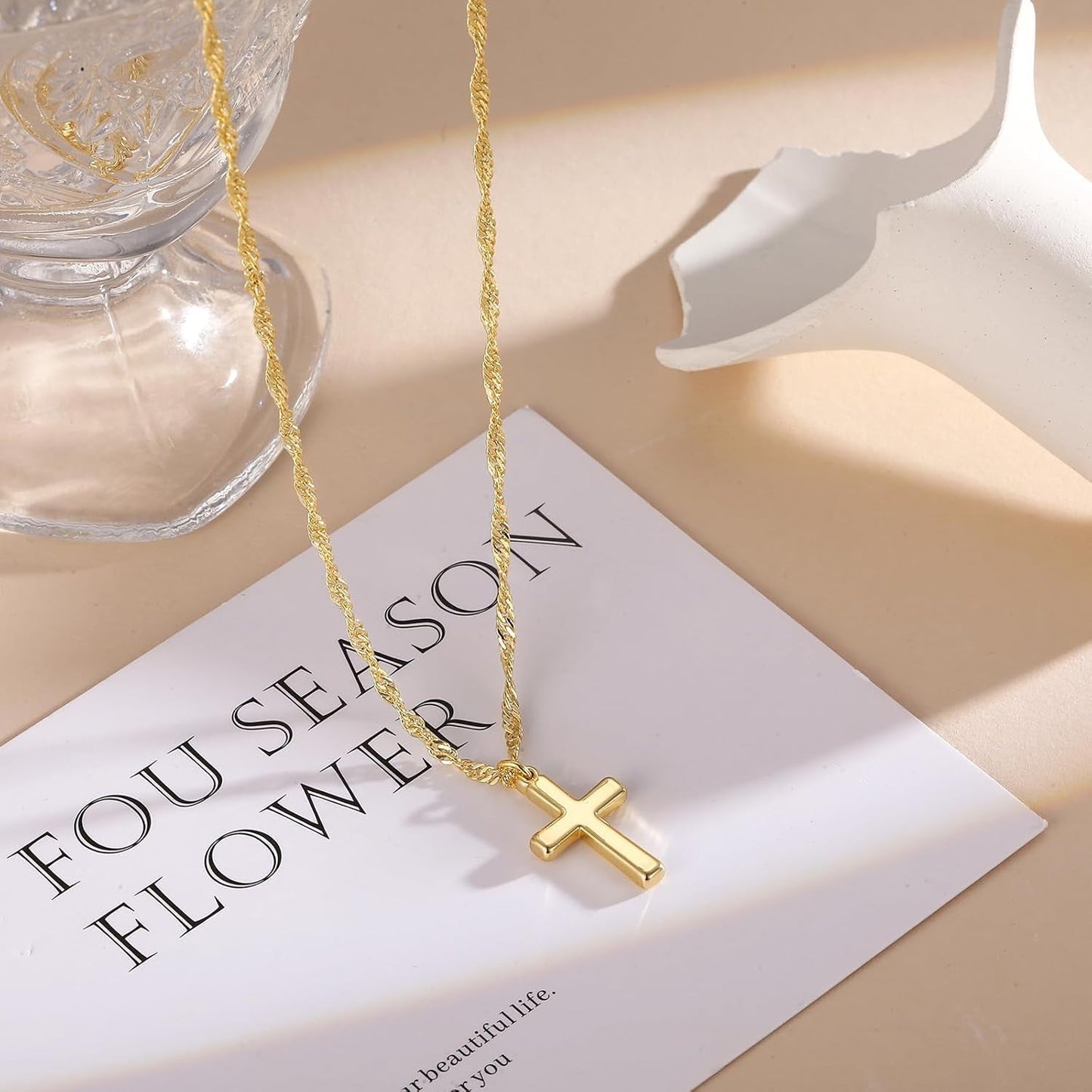 Gold Cross Necklace for Women Layered 14K Gold Plated Chain Cross Necklace Stackble Charm Cute Necklaces for Women Trendy Jewelry Gifts