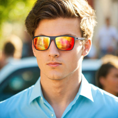 Polarized Sunglasses for Men Lightweight TR90 Frame UV400 Protection Square Sun Glasses