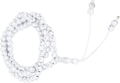 Islamic Prayer Beads, Muslim Rosary Beads 99 Grains Resin Gilding Religious Article Islam Prayer Rosary Beads Islamic Necklaces (White)