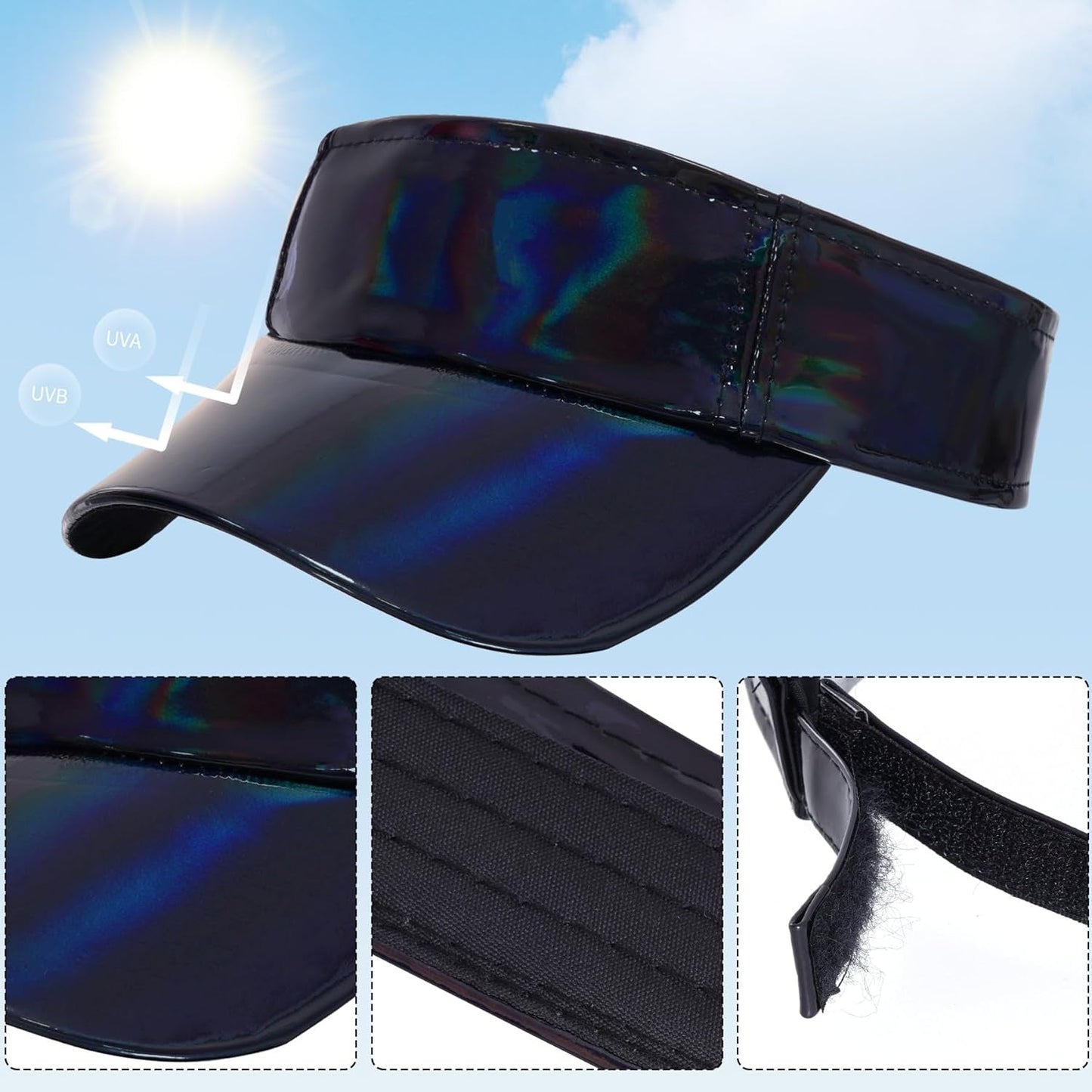 1 Piece of Sport Wear Athletic Visor Sun Sports Visor Hat Laser Visor Adjustable Cap for Women and Men (One Size)