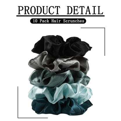 10 Pieces Satin Scrunchies Hair Ties Silky Small Elastic Hair Bobbles Ponytail Holders Curly Hair Accessories for Women Girls Kids Adults (Retro Colors)