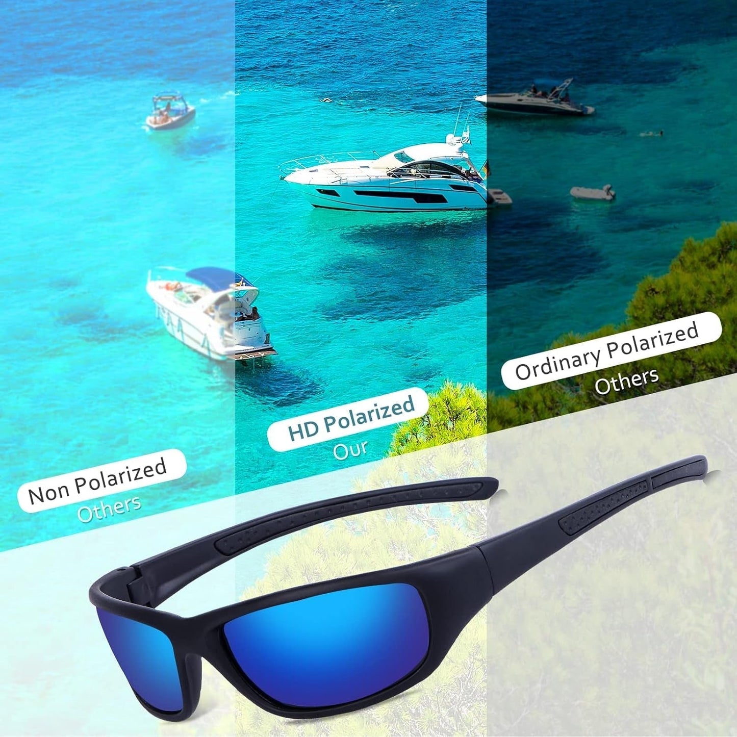 Sports Polarized Sunglasses for Men Women Baseball Cycling Golf Fishing Sun Glasses UV Blocking Tr8116 - WORLD TIME VISITS