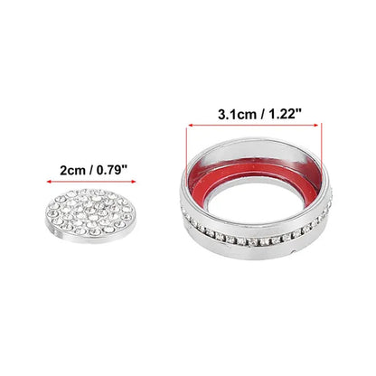 Car Bling Rhinestone Multimedia Volume Audio Knob Trim Interior Accessories Set for Mercedes Benz a B C E S GLA GLK CLA CLS Silver Tone