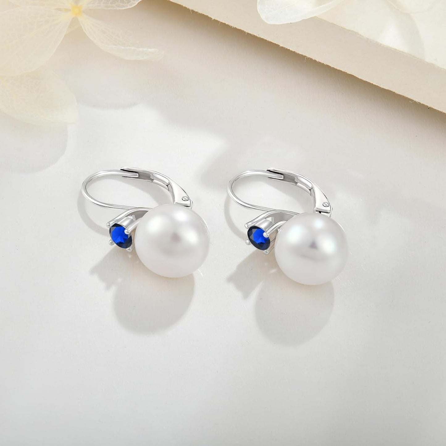 925 Sterling Silver Cubic Zirconia Freshwater Cultured Pearl Drop & Dangle Leverback Earrings