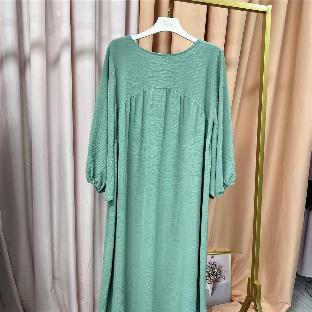 Women Muslim Dress Ramadan Prayer Garment Abaya Dubai Islam Eid Crepe Balloon Sleeve African Turkey Robe without Hijab - WORLD TIME VISITS