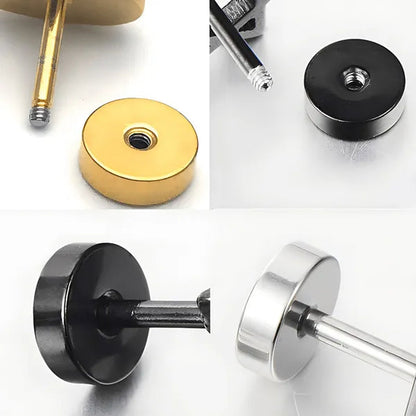 2PCS Stainless Steel Stud Earring Cross round Fake Ear Taper Dumbbell Unisex