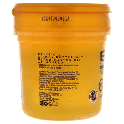 Gel - Olive Oil and Shea Butter Black Castor Oil and Flaxseed - Superior Hold and Healthy Shine - Helps Moisturize Scalp - Repairs Damaged Follicles - Promotes Hair Growth - 8 Oz