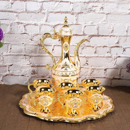 Metal Wine Drinking Cups Hip Flask Set Russian Home Art Crafts Wedding Gift Wine Pot Kit Household Ornaments(1) - WORLD TIME VISITS