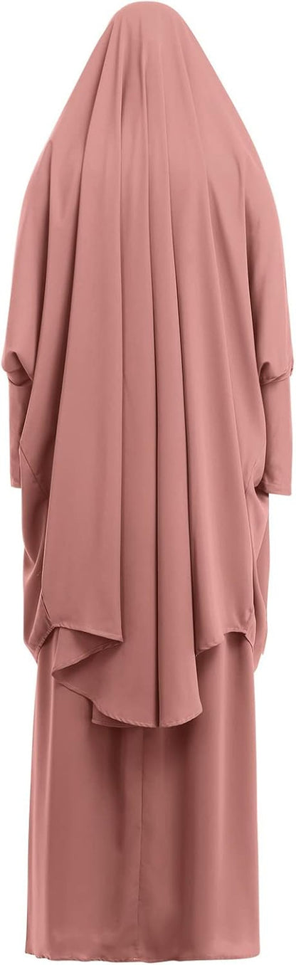 Prayer Clothes for Muslim Women Islamic Abaya Suit Maxi Skirt + Khimar Hijab 2Pcss Burka Jilbab Kaftan