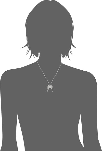 Sterling Silver Black and White Diamond Angel Wings Pendant Necklace (1/2 Cttw), 18" (Previously Amazon Collection)