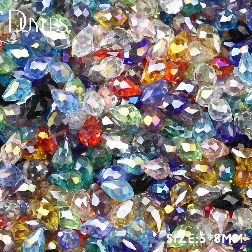 58Mm Austrian Crystal Teardrop Glass Beads 50Pcs Briolette Waterdrop Pendant Loose Beads for Jewelry Making Bracelet DIY - (Color: Gold Champagne)