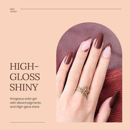 Nail Set 6 Colors Skin Tones Collection Nude Pink Gel Nail Polish Brown Neutral Soak off Uv Led Lamp Needed Manicure Diy Home Gift for Girls