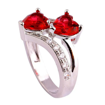 Fashion Lover Jewelry Heart Cut Rainbow & White Topaz Gemstone Silver Ring Size 5 6 7 8 9 10 11 12 13 HANNAH MARTIN