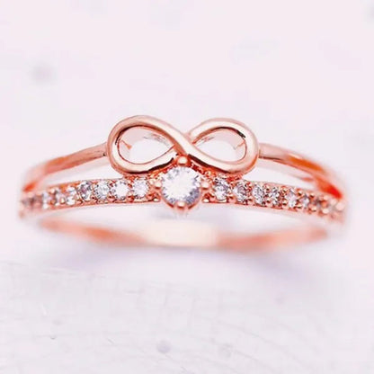 Fashion Gold Plated Infinity Diamond Rings for Women Bridal Engagement Wedding Ring Jewelry Proposal Gift