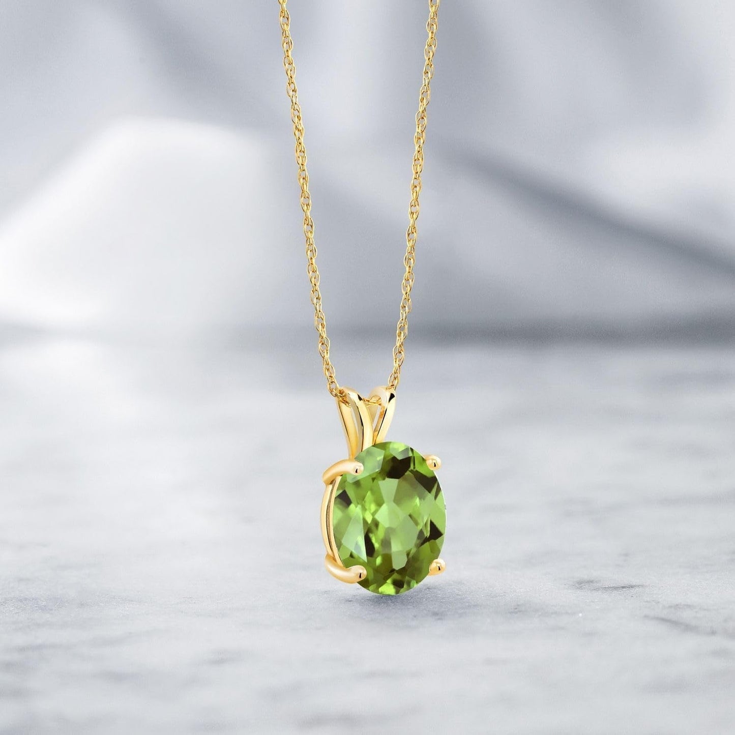 14K Yellow Gold Oval Gemstone Birthstone Pendant Necklace | Oval 11X9MM | Gold Necklace for Women | with 18 Inch 14K Gold Chain