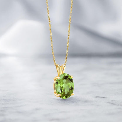 14K Yellow Gold Oval Gemstone Birthstone Pendant Necklace | Oval 11X9MM | Gold Necklace for Women | with 18 Inch 14K Gold Chain
