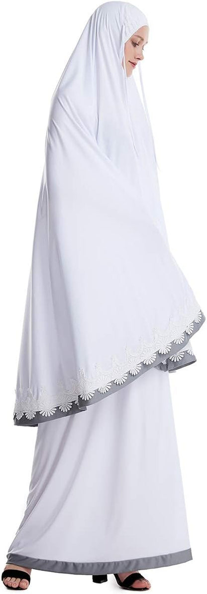Muslim Women'S Full Cover Two Pieces Long Hijab Thobe Abaya Set