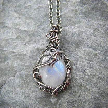Moon Shape Moonstone Pendant Necklace For Women Female Fashion Jewelry Gifts For Girl
