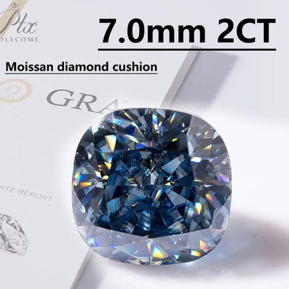 Best Loose Gemstones Moissanite Diamond Excellent Crushed Ice Cushion Cut Dark Vivid Blue Color Stone For Jewelry Diamond Ring