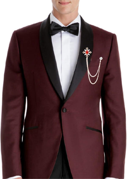 2PCS Long Chain Brooch Crystal Tassel Brooch Pin Gem Brooch Fashion Scarf Tie Pins for Women Men Wedding