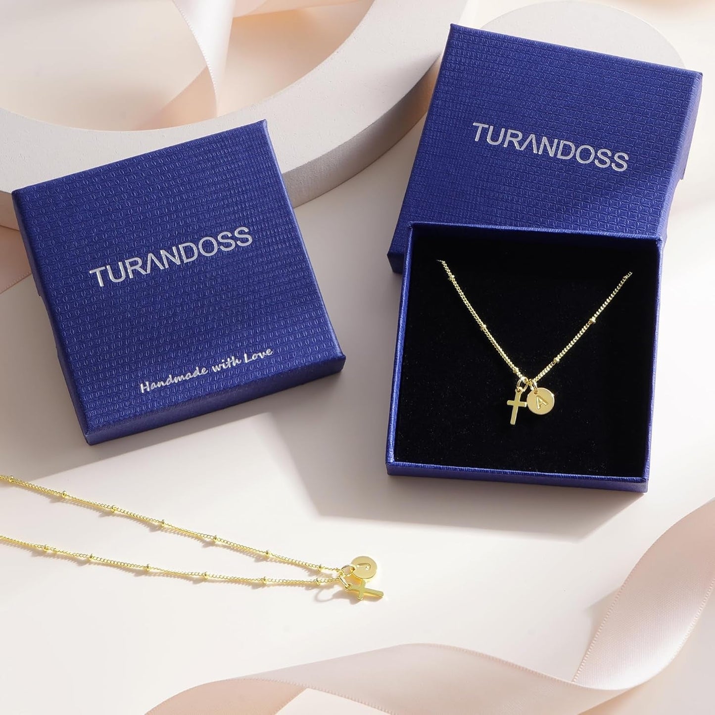 Valentines Day Gifts for Kids Teen Girls - Dainty 14K Gold Plated Cross Disc Initial A-Z Pendant Necklace Trendy Faith Jewelry Birthday Personalized Valentines Gifts for Women Girls