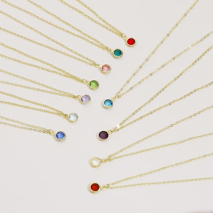 18K Gold Plated Dainty Birthstone Pendant Necklace Personalized Minimalist Simulated Diamond Cubic Zirconia Birthstone Charm Everyday Necklaces for Women