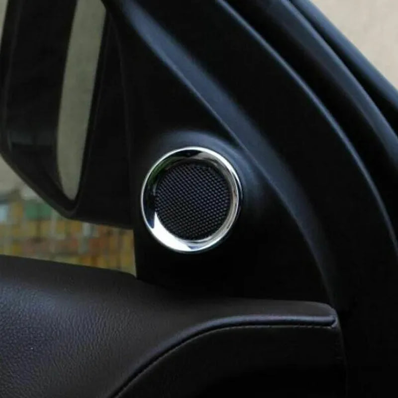 Car Inetrior Front Door Stereo Speaker Protector Decoration Ring ABS Cover Fit for Jeep Grand Cherokee 2011 2012 2013 up Chrome