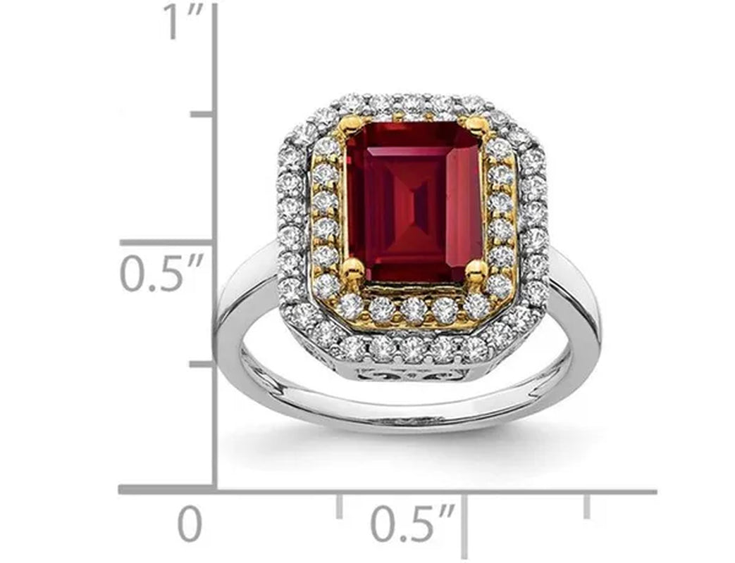 2.30 Carat (ctw) Lab-Created Ruby Engagement Ring in 14K White Gold with Lab Grown Diamonds