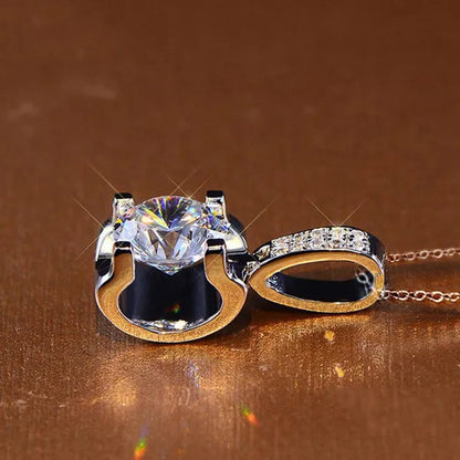Fashion Jewelry Gemstone White Sapphire 925 Sterling Silver Diamond Pendant Necklace 6mm 8mm