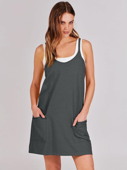 Women Summer Mini Romper Dress Workout Tennis Active Sports Athletic Outfits Built in Shorts Trendy Vacation - WORLD TIME VISITS