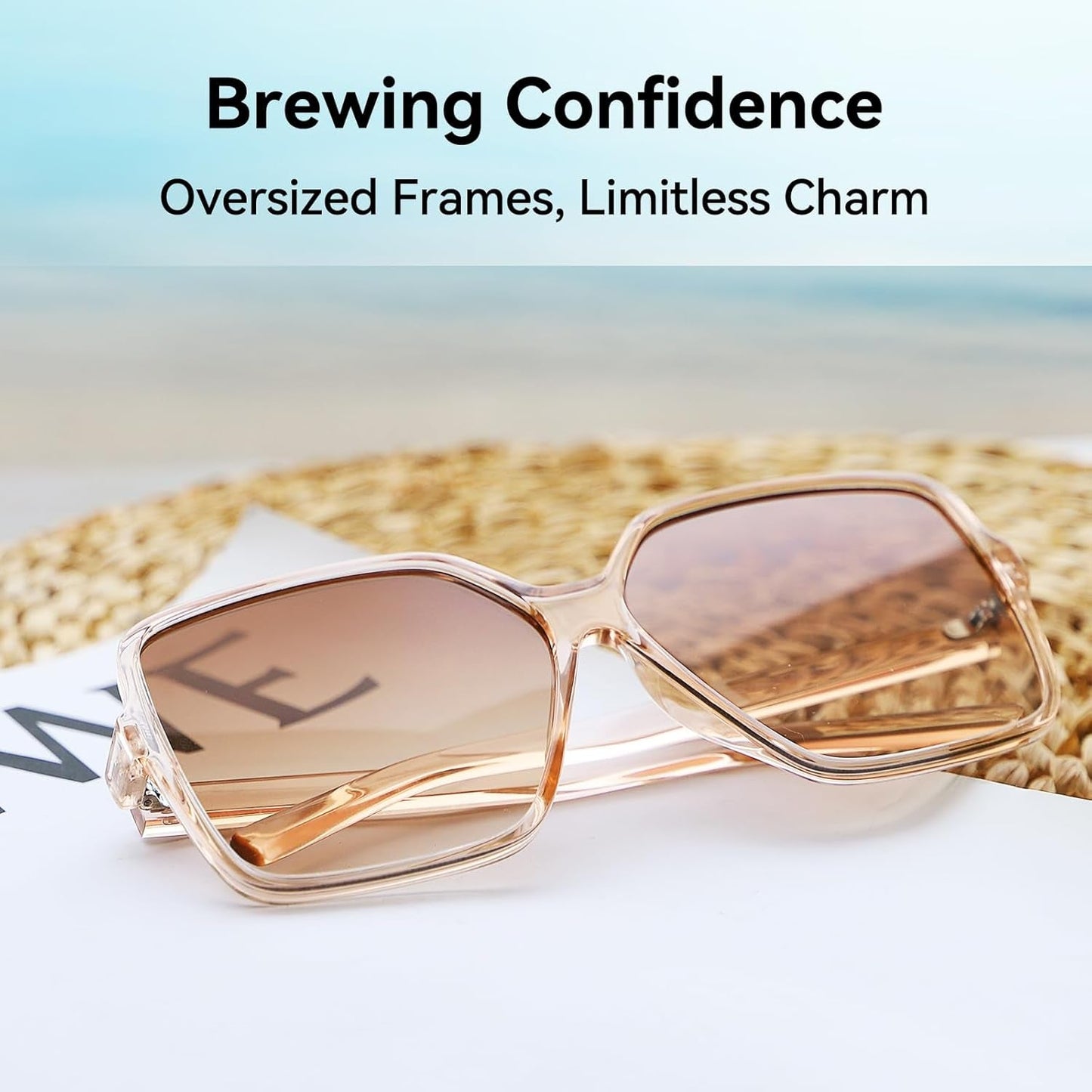 Oversized Square Sunglasses for Women Big Large Wide Fashion Shades for Men UV Protection Unisex - WORLD TIME VISITS