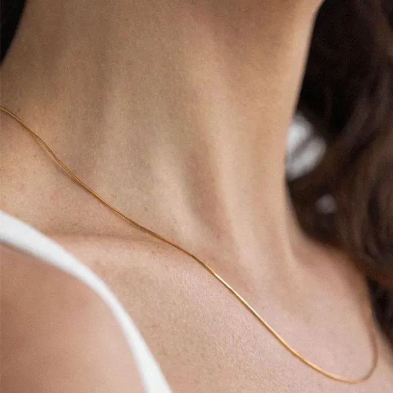 Fashion 925 Sterling Silver Italian Crafted 2MM Golden Snake Chain Necklace Minimalist DIY Chain Accessories