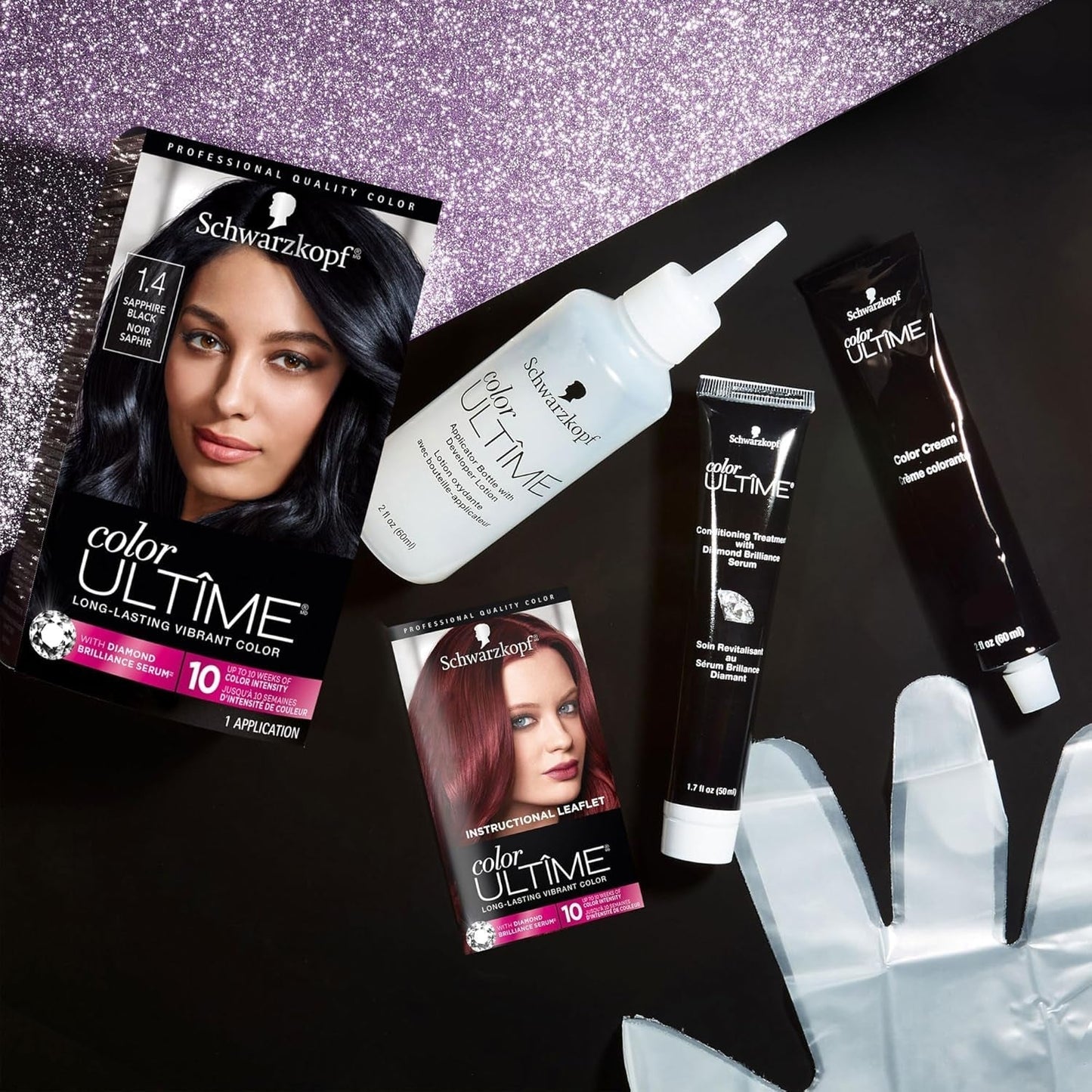 Color Ultime Hair Color, 1.4 Sapphire Black, 1 Application - Permanent Black Hair Dye for Vivid Color Intensity and Fade-Resistant Shine up to 10 Weeks
