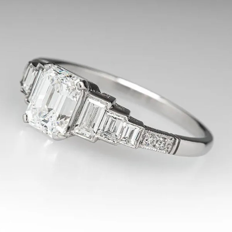 Square 925 Silver Plated Cubic Zirconia Ring Elegant Bridal Engagement Promise Rings Fashion Wedding Jewelry Party Gift